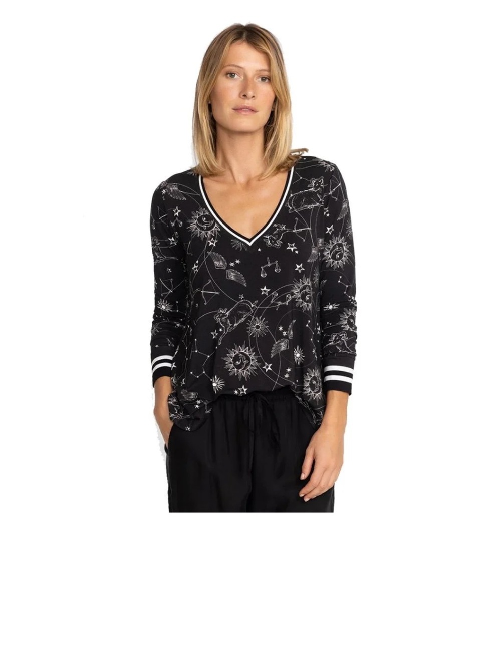 Johnny Was Bijou Janie Favorite Long Sleeve V Swing Tee Shirt